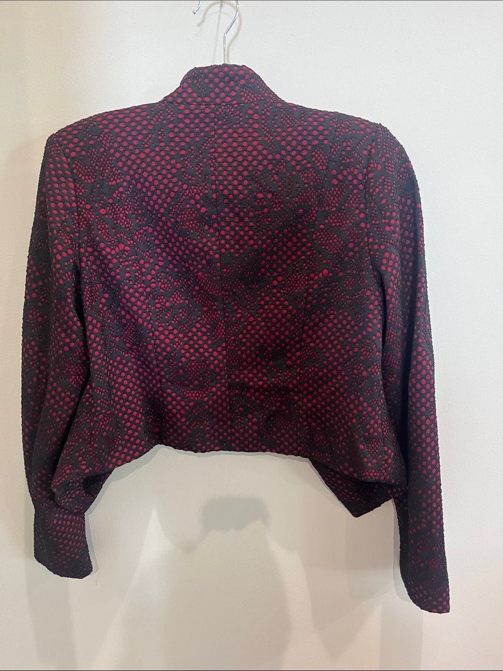 Black & Burgundy Patterned Cropped Blazer - Picture 2 of 4